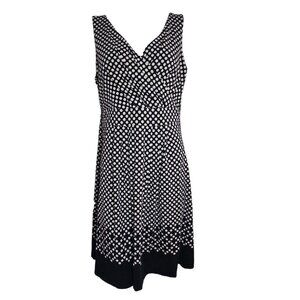 Lands End Dress Womens Size L Large Black Tan Polka Dot Sleeveless Pullover
